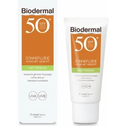 2x Biodermal Zonnefluïde Gezicht Matterend SPF 50 40 ml
