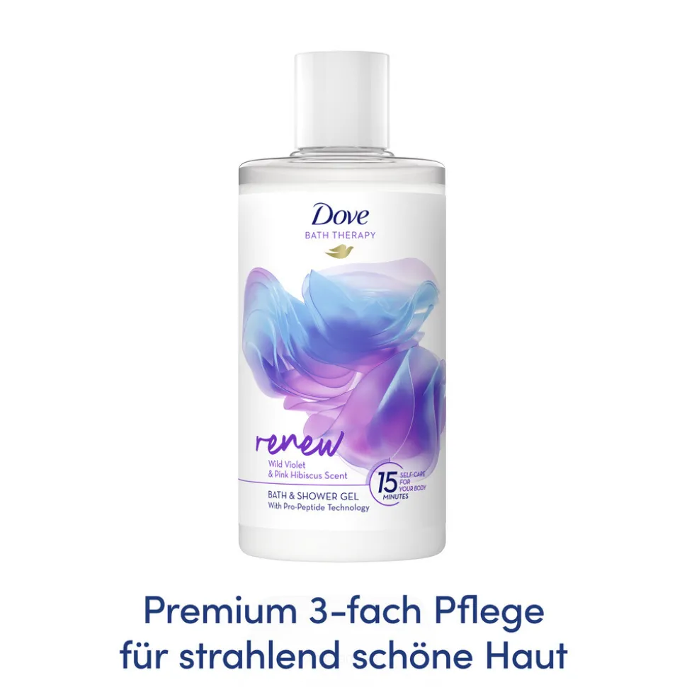 6x Dove Bath Therapy Renew Badschuim & Douchgel 400 ml