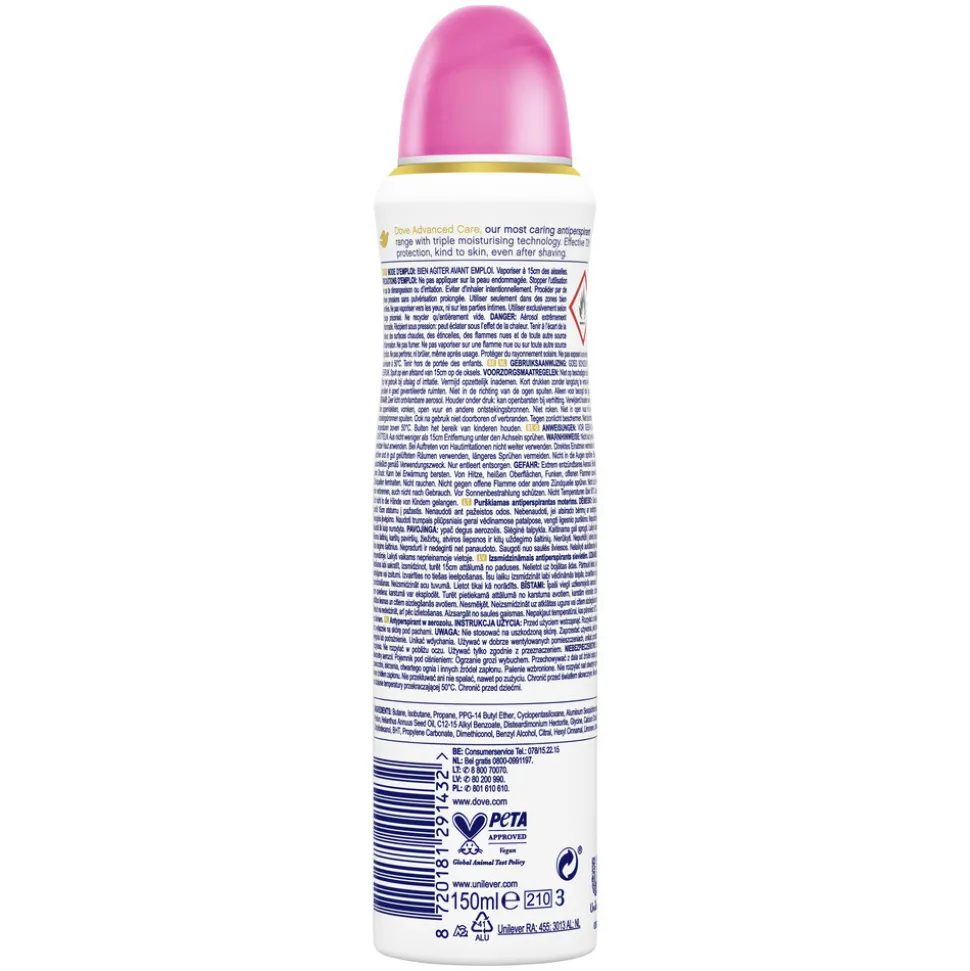 6x Dove Deodorant Spray Advanced Care Beauty Finish 150 ml