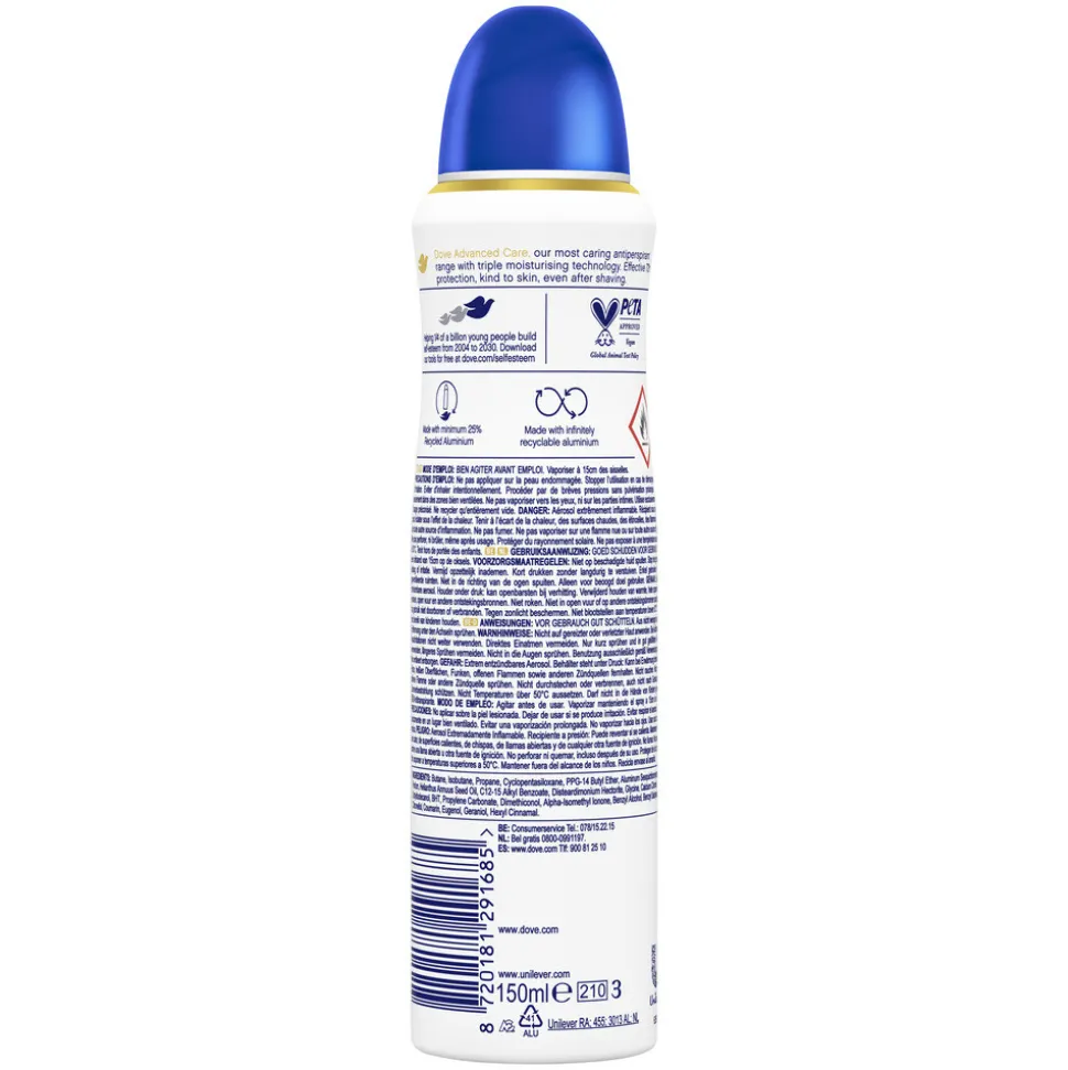 6x Dove Deodorant Spray Advanced Care Orginal 150 ml