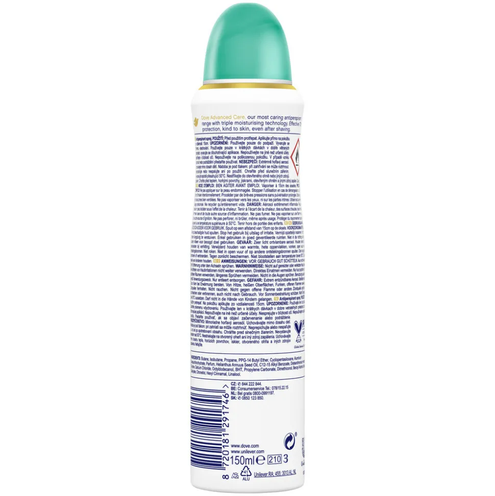 6x Dove Deodorant Spray Advanced Care Peer & Aloe Vera 150 ml
