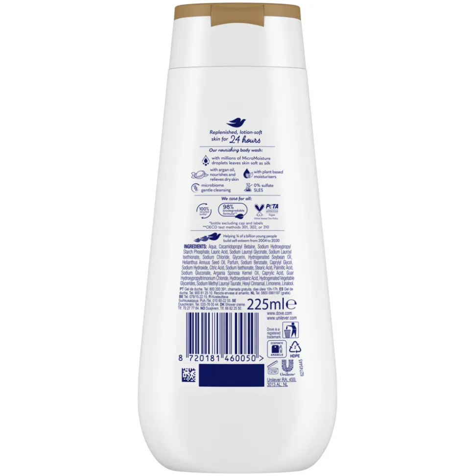 6x Dove Douchecrème Nourishing Care 225 ml