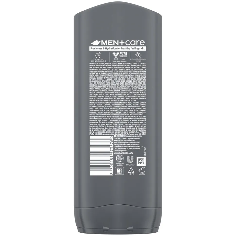 6x Dove Douchegel Men+ Care Sandalwood & Vanilla 400 ml