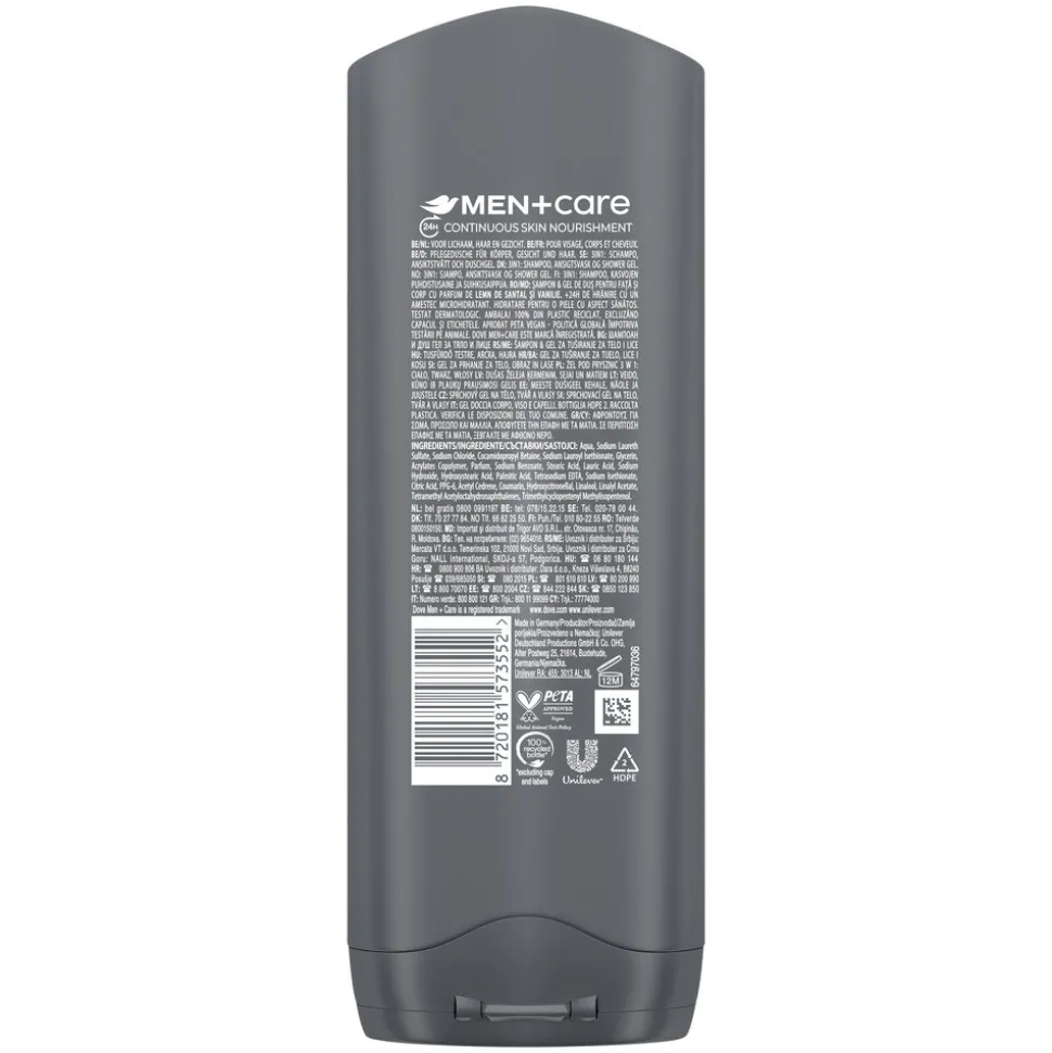 6x Dove Douchegel Men+ Care Sandalwood & Vanilla 250 ml