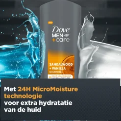 6x Dove Douchegel Men+ Care Sandalwood & Vanilla 250 ml