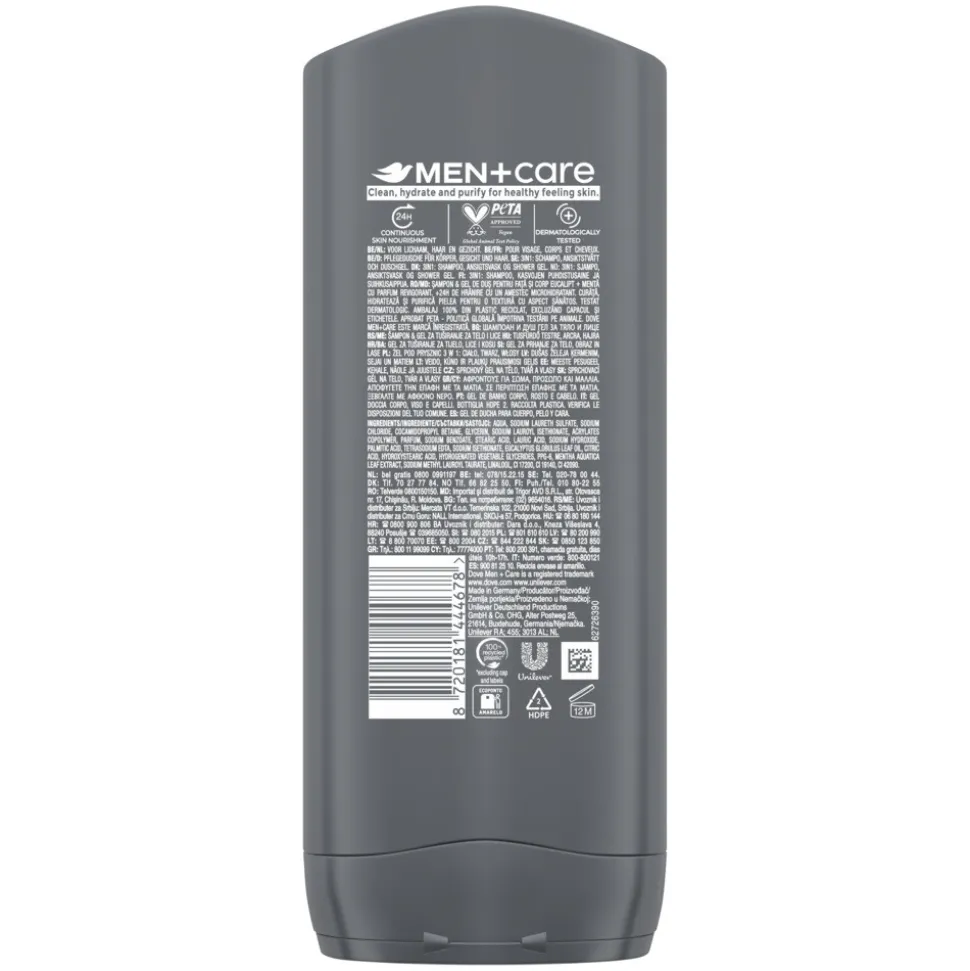6x Dove Douchegel Men+ Care Eucalyptus + Mint 400 ml