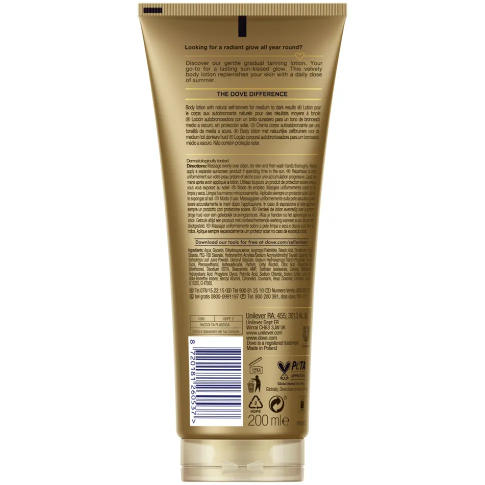 6x Dove Zelfbruinende Bodylotion Summer Revived Medium-Dark 200 ml