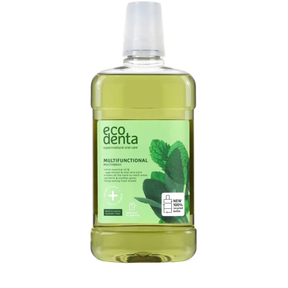 3x Ecodenta Mondwater Multifunctional Salie Aloë Vera & Muntolie 500 ml