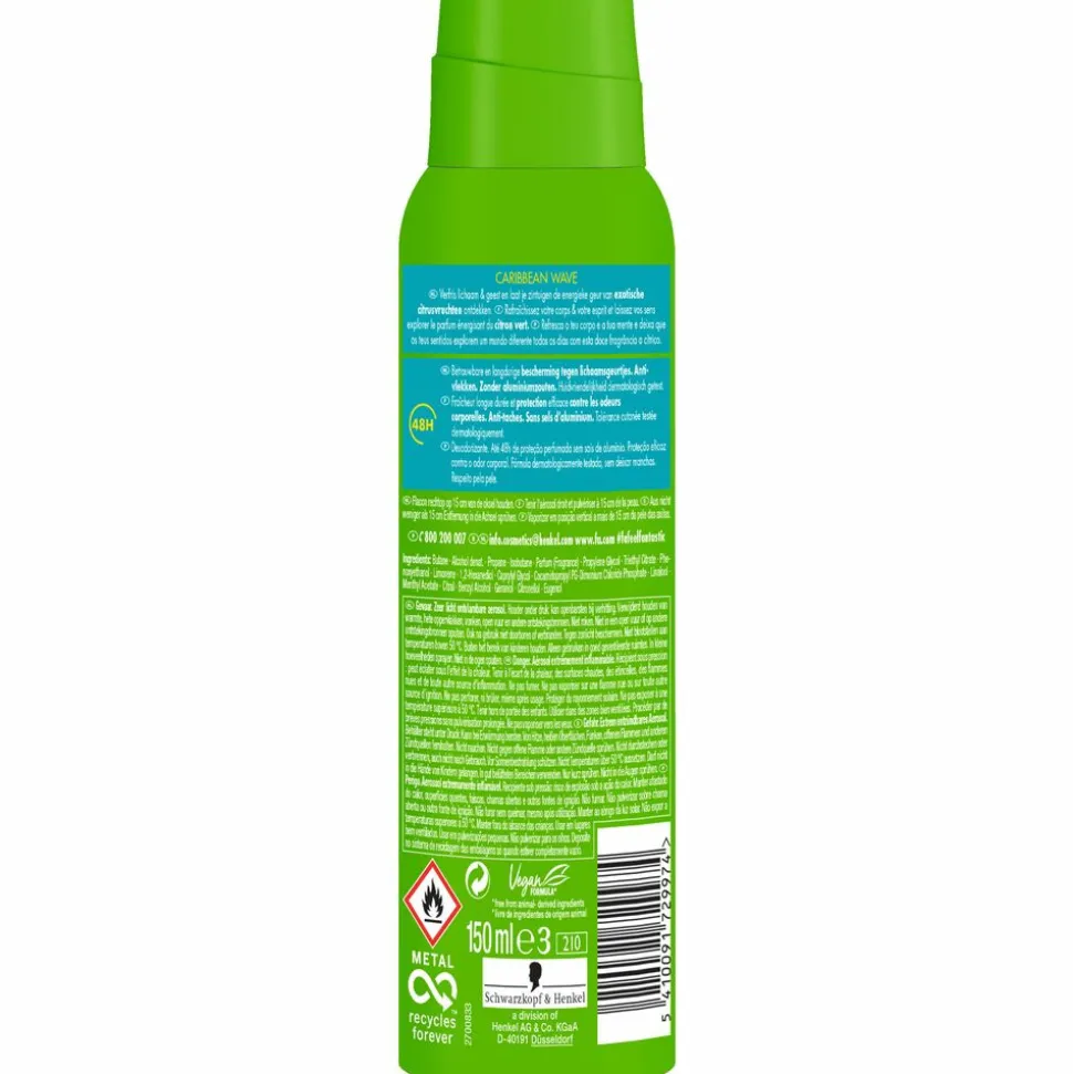 6x Fa Deodorant Spray Caribbean Lemon 150 ml