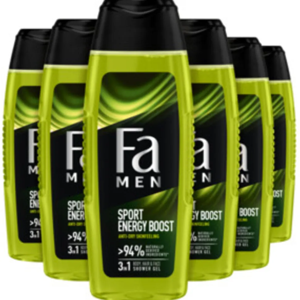 6x Fa Men Douchegel en Shampoo Sport Energy Boost 250 ml