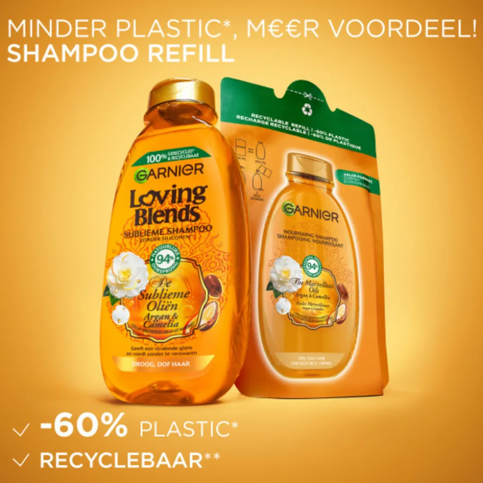 6x Garnier Loving Blends Argan- en Cameliaolie Shampoo Refill 250 ml