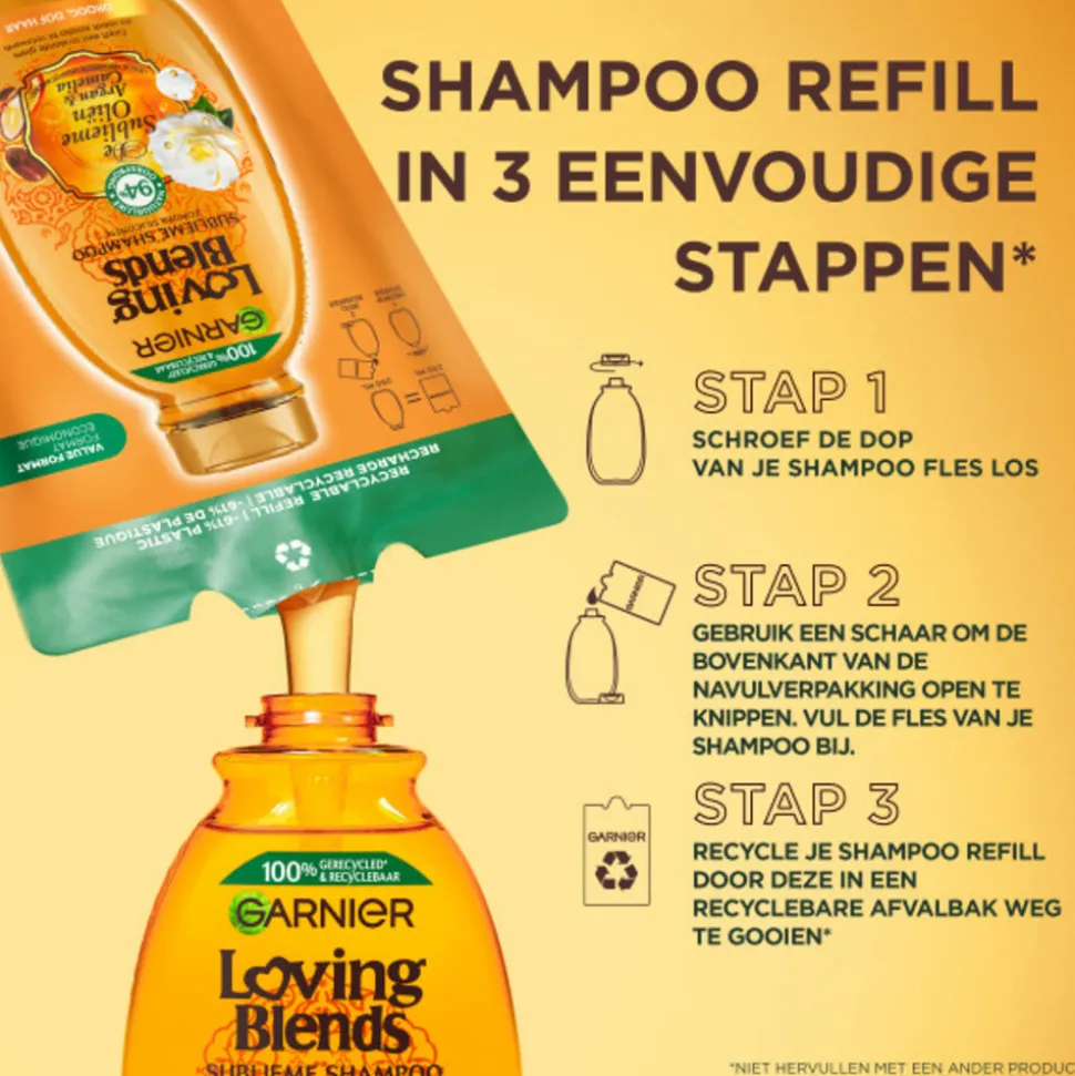 6x Garnier Loving Blends Argan- en Cameliaolie Shampoo Refill 250 ml