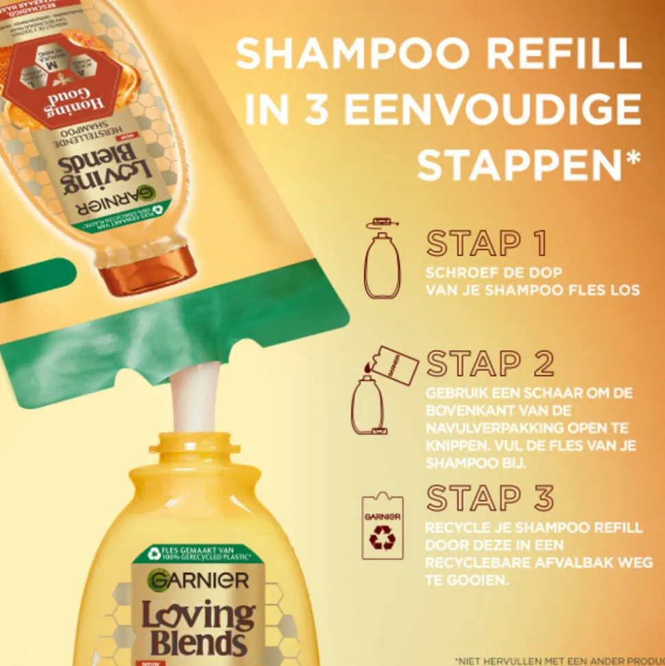 6x Garnier Loving Blends Honing Goud Shampoo Refill 250 ml