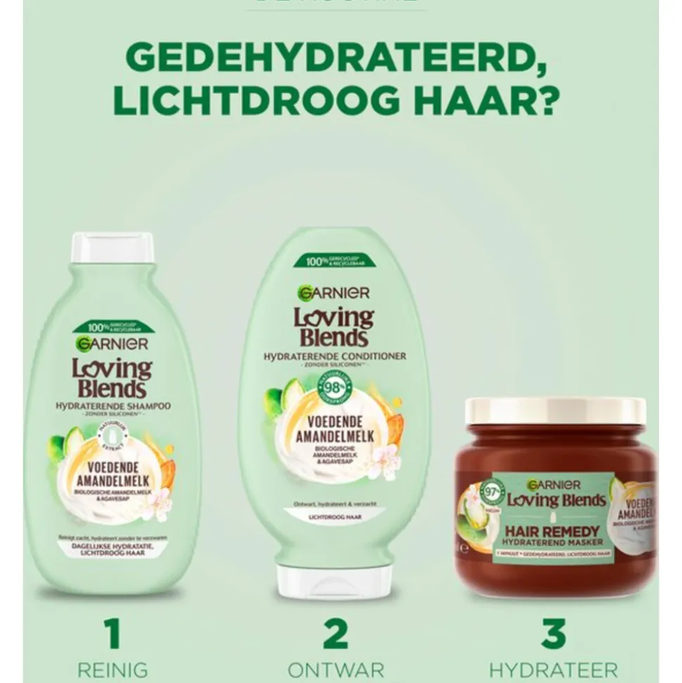 6x Garnier Loving Blends Voedende Amandelmelk Shampoo 300 ml