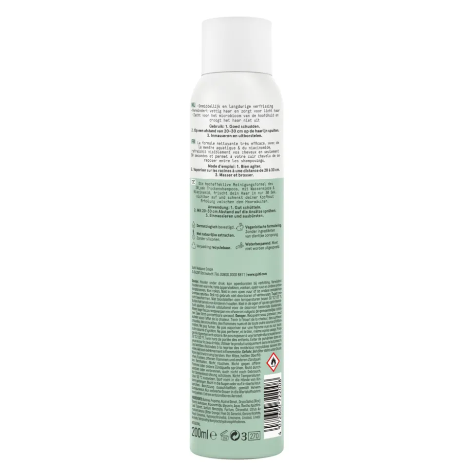 6x Guhl Droogshampoo Pure Frisheid 30 sec 200ml