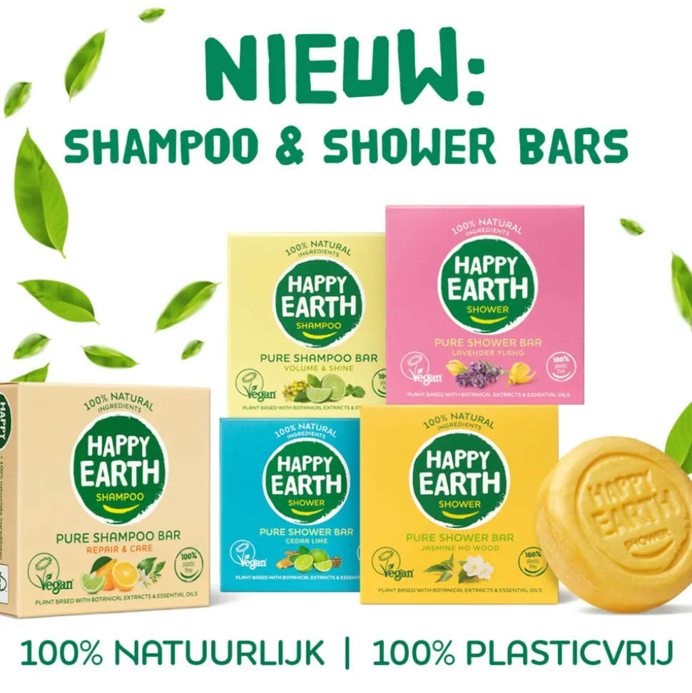 6x Happy Earth 100% Natuurlijke Shower Bar Jasmine Ho Wood 90 gr
