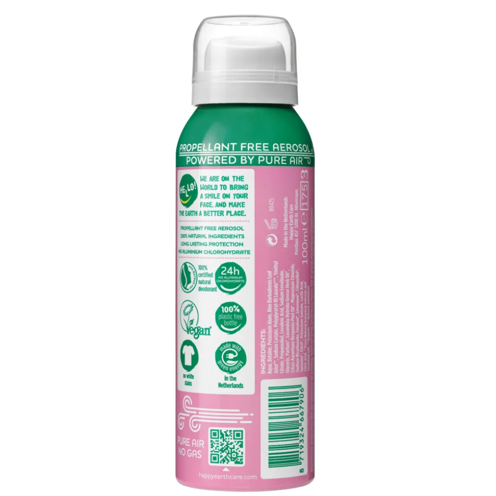 6x Happy Earth 100% Natuurlijke Deodorant Natural Air Spray Lavender Ylang 100 ml
