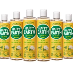 6x Happy Earth 100% Natuurlijke Douchegel Jasmine Ho Wood 300 ml