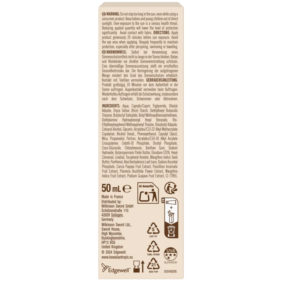 6x Hawaiian Tropic Zonnebrand Glowing Protection Face Cream SPF 50 50 ml