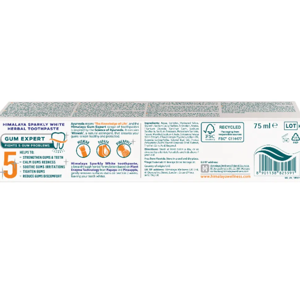 6x Himalaya Herbals Kruidentandpasta Sparkly White 75 ml