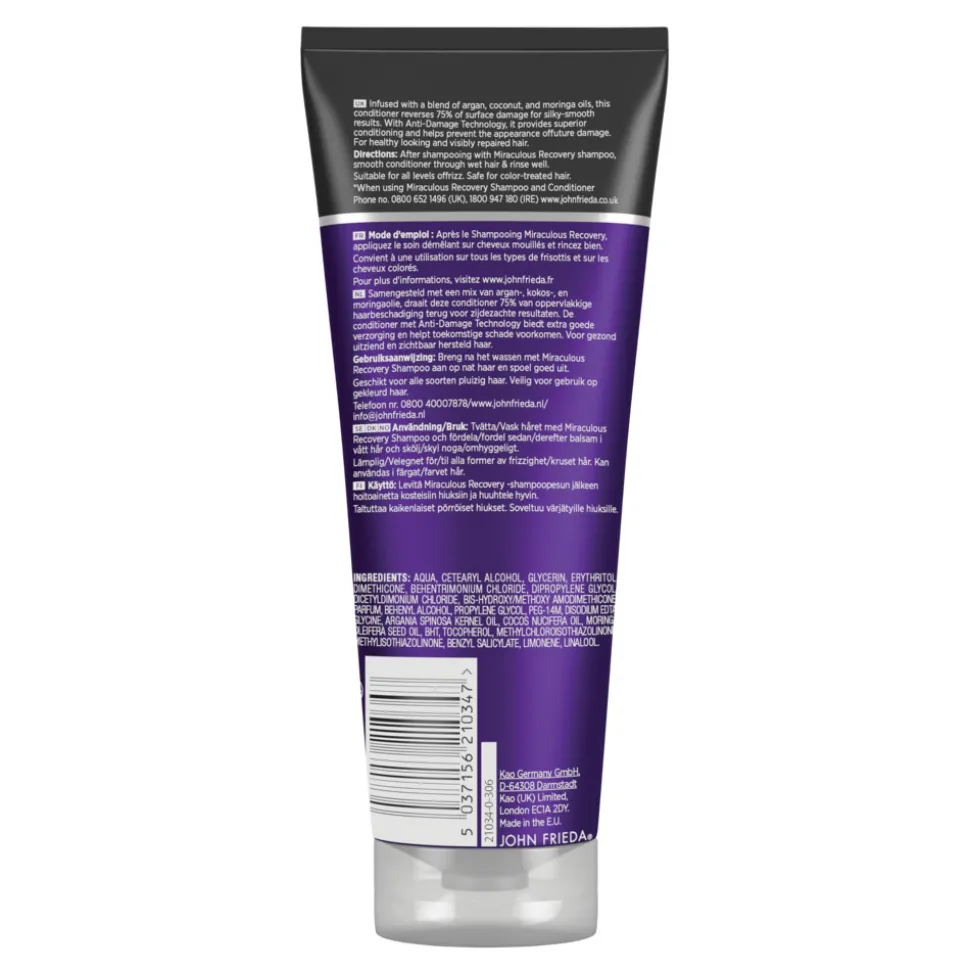 4x John Frieda Frizz Ease Miraculous Recovery Conditioner 250 ml