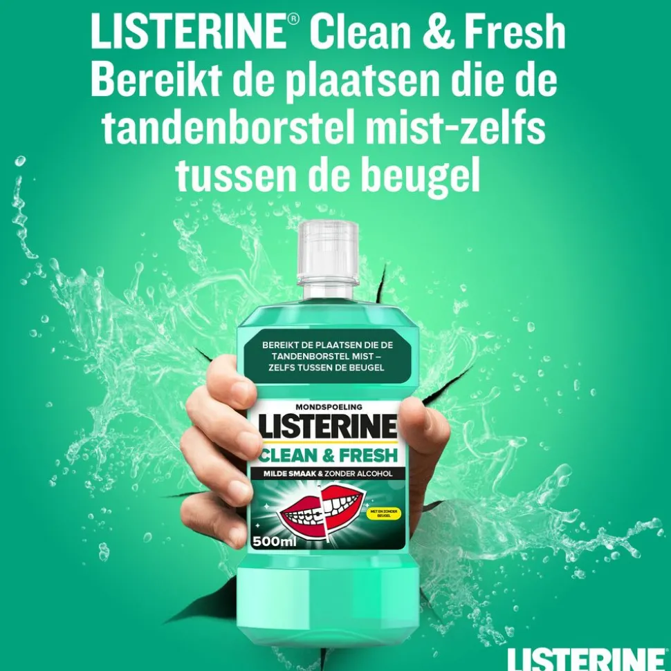 3x Listerine Mondwater Clean & Fresh zonder Alcohol 500 ml