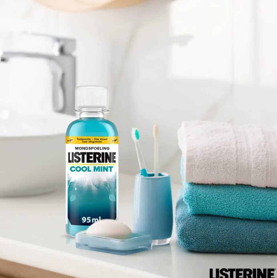 3x Listerine Mondwater Cool Mint Reisverpakking 95 ml