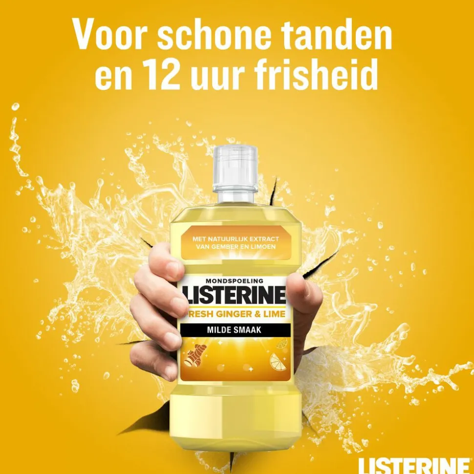 3x Listerine Mondwater Fresh Ginger & Lime 500 ml