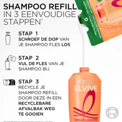 6x L'Oréal Elvive Dream Lengths Shampoo Refill 250 ml