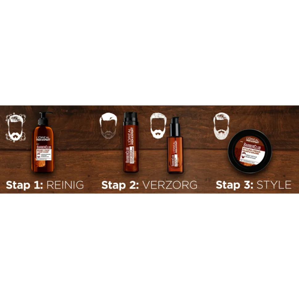 6x L'Oréal Men Expert BarberClub Baard Gezicht & Haar 3-in-1 Wash 200 ml