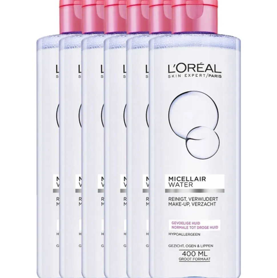 6x L'Oréal Skin Expert Micellair Water Droge en Gevoelige Huid 400 ml