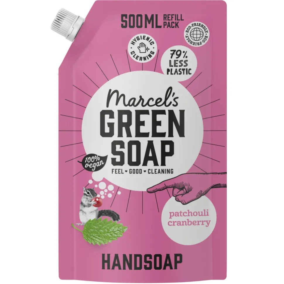 6x Marcel's Green Soap Handzeep Patchouli & Cranberry Navul Stazak 500 ml
