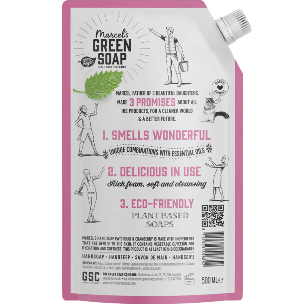 6x Marcel's Green Soap Handzeep Patchouli & Cranberry Navul Stazak 500 ml
