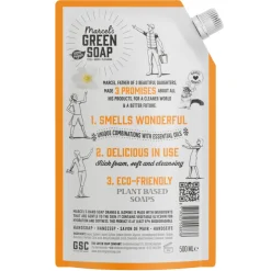 6x Marcel's Green Soap Handzeep Sinaasappel & Jasmijn Navul Stazak 500 ml