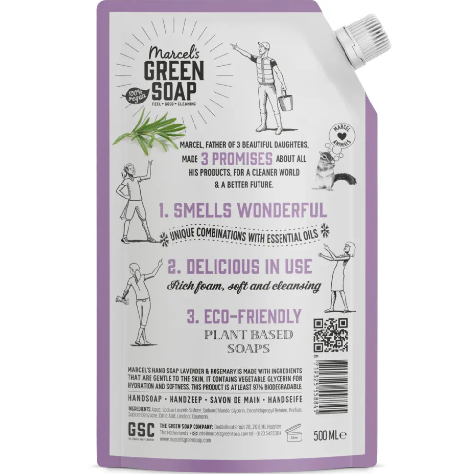6x Marcel's Green Soap Handzeep Lavendel & Rozemarijn Navul Stazak 500 ml
