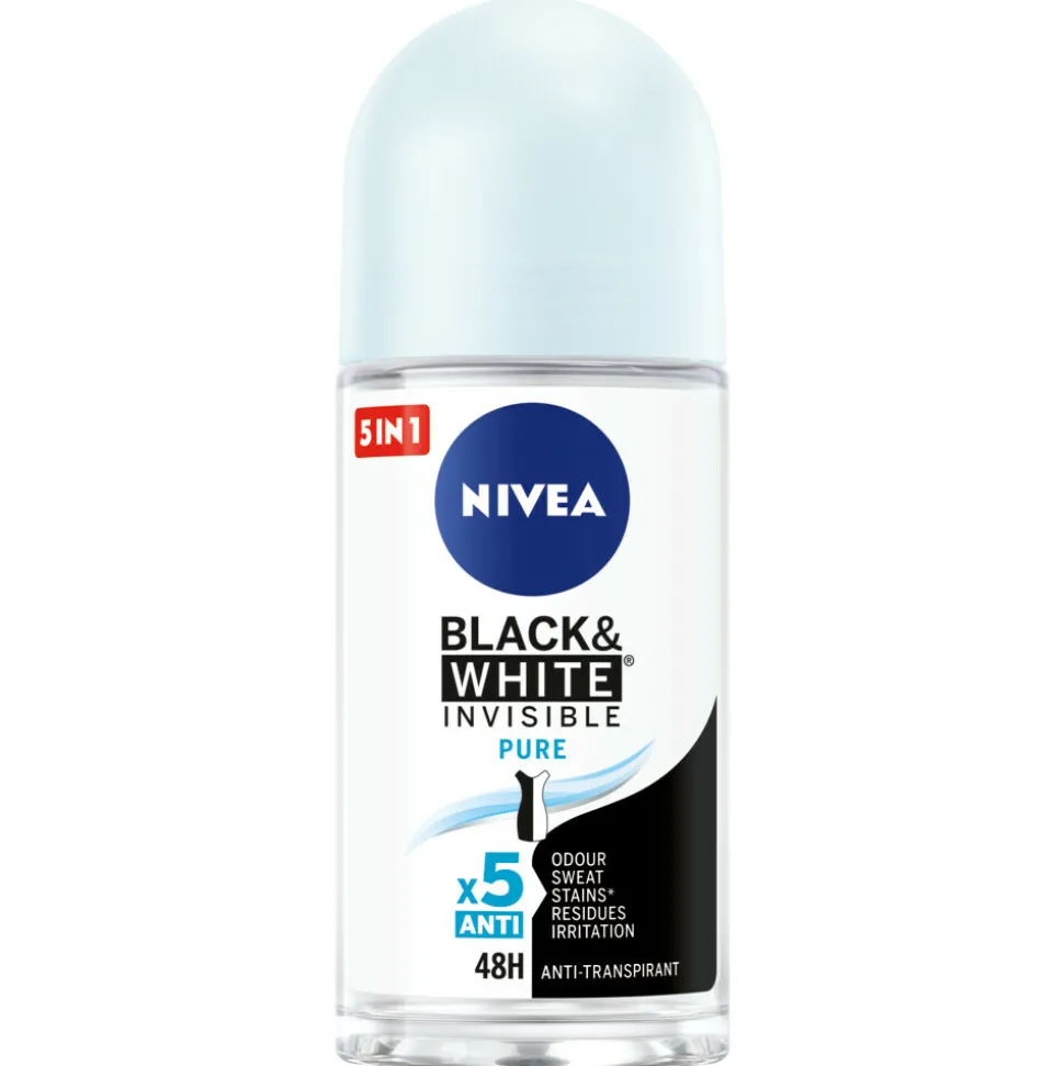 6x NIVEA Deodorant Roller Invisible Black en White Pure 50 ml
