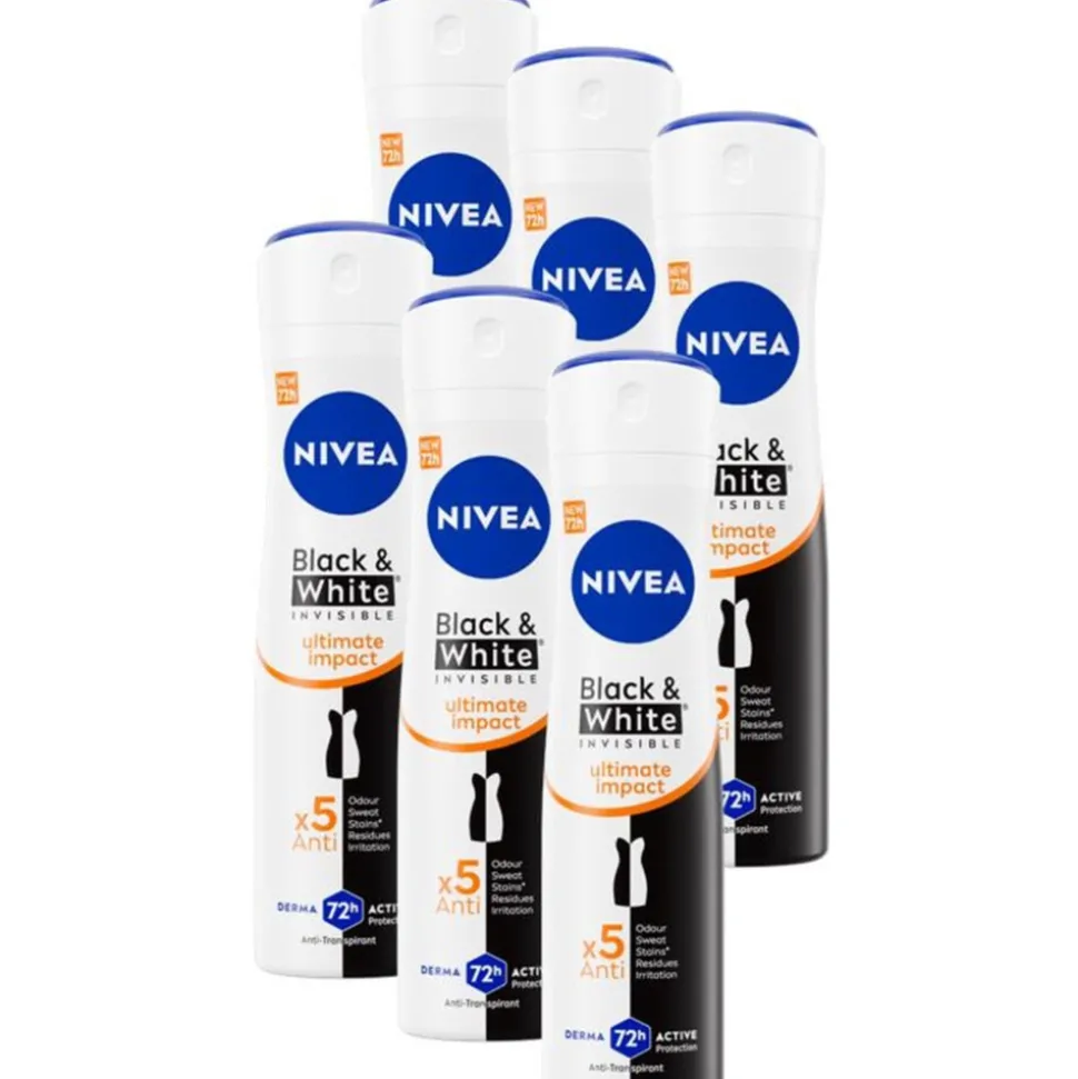 6x NIVEA Deodorant Spray Black & White Ultimate Impact 150 ml