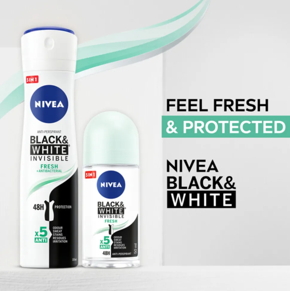 6x NIVEA Deodorant Spray Invisible Fresh For Black & White 150 ml