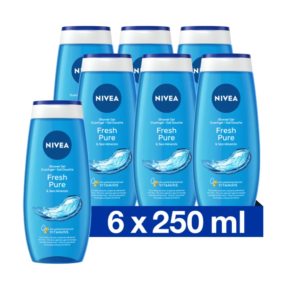 6x NIVEA Douchegel Fresh Pure 250 ml