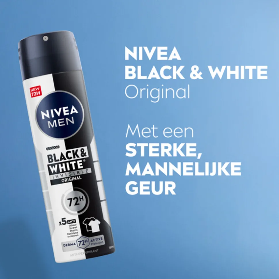 6x NIVEA Men Deodorant Spray Invisible for Black & White 150 ml