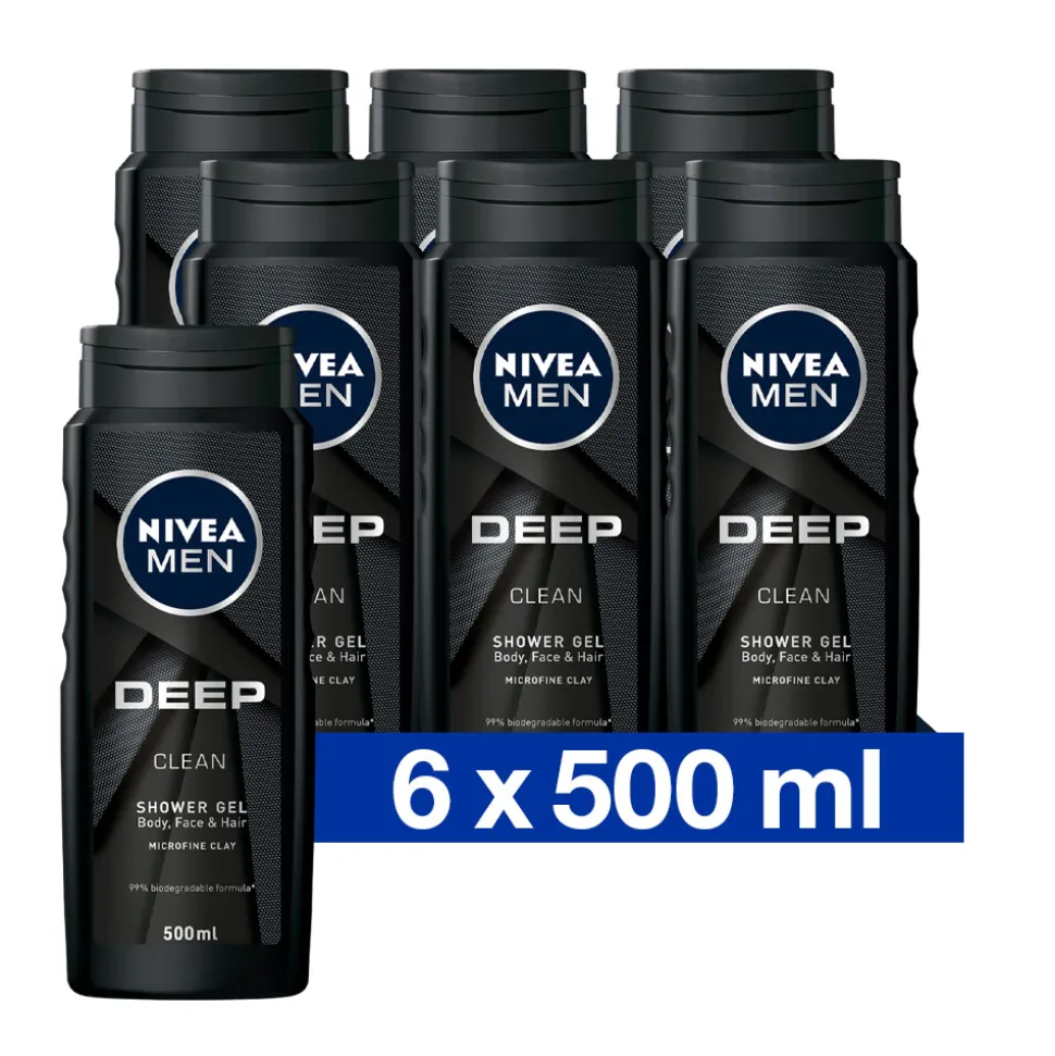6x NIVEA Men Douchegel Deep Clean 500 ml