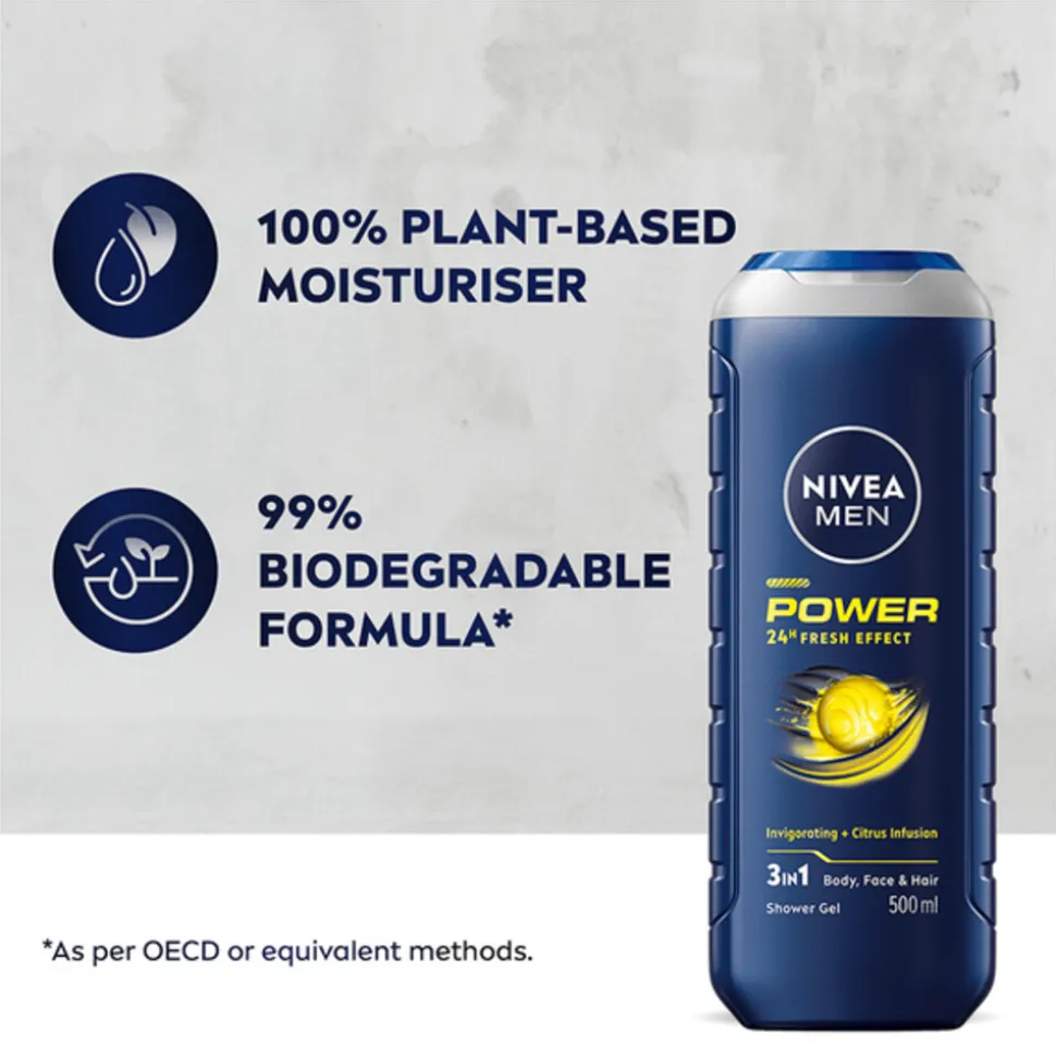 6x NIVEA Men Douchegel Power Refresh 250 ml