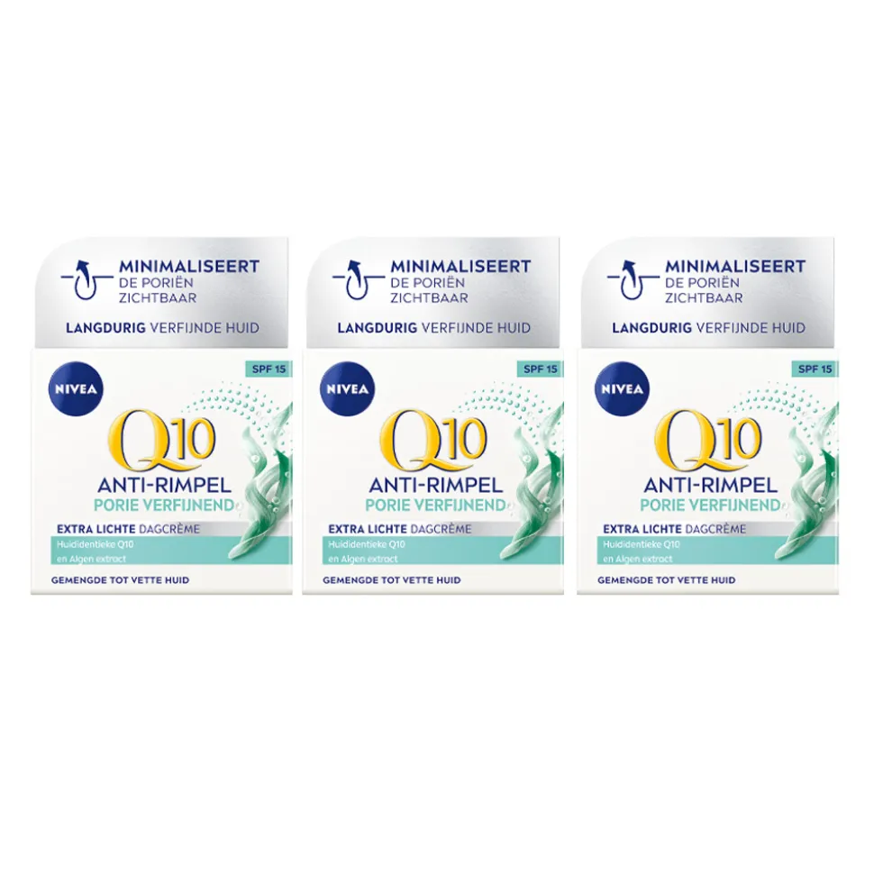3x NIVEA Q10 Dagcrème Anti-Rimpel Extra Licht SPF 15 50 ml