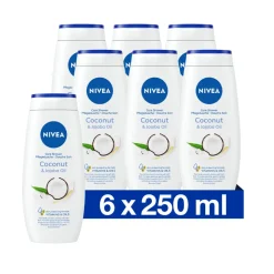 6x NIVEA Soft Care Douchegel Coconut & Jojoba Oil 250 ml