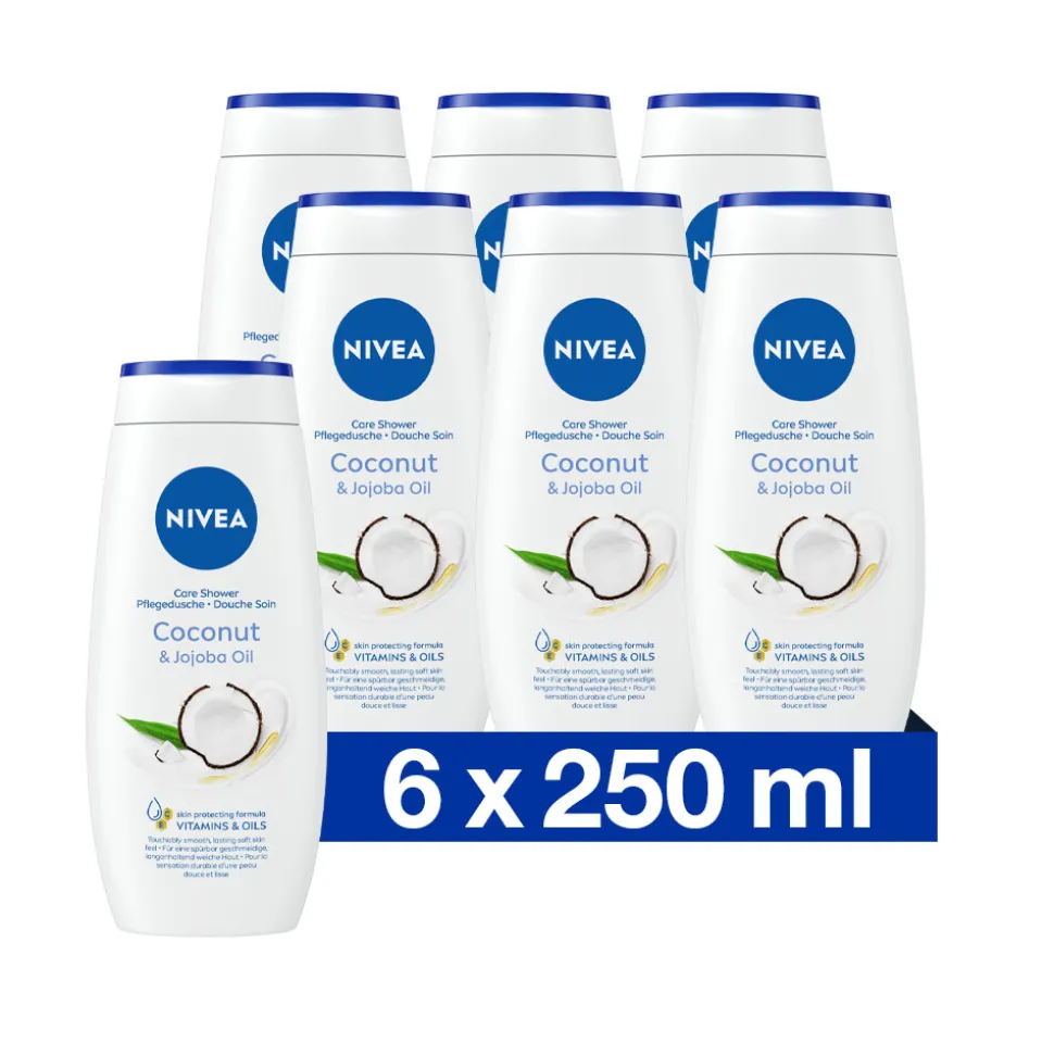 6x NIVEA Soft Care Douchegel Coconut & Jojoba Oil 250 ml