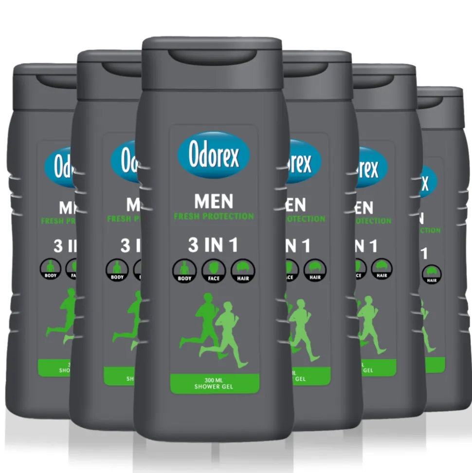 6x Odorex Douchegel For Men 3-in-1 Fresh Protection 300 ml