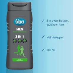 6x Odorex Douchegel For Men 3-in-1 Fresh Protection 300 ml