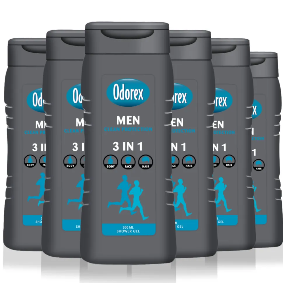 6x Odorex Douchegel For Men 3-in-1 Clean Protection 300 ml