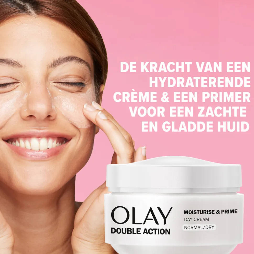 4x Olay Double Action Hydraterende Dagcrème en Primer 50 ml