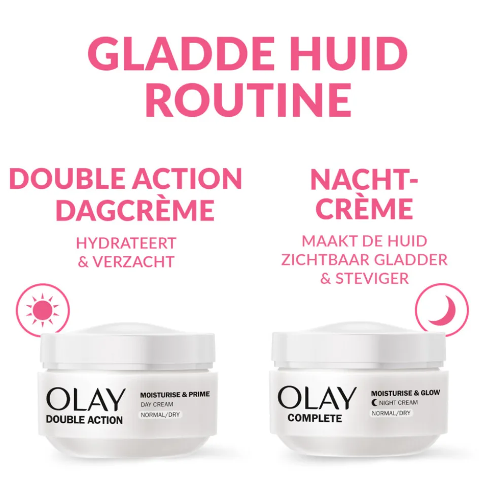 4x Olay Double Action Hydraterende Dagcrème en Primer 50 ml